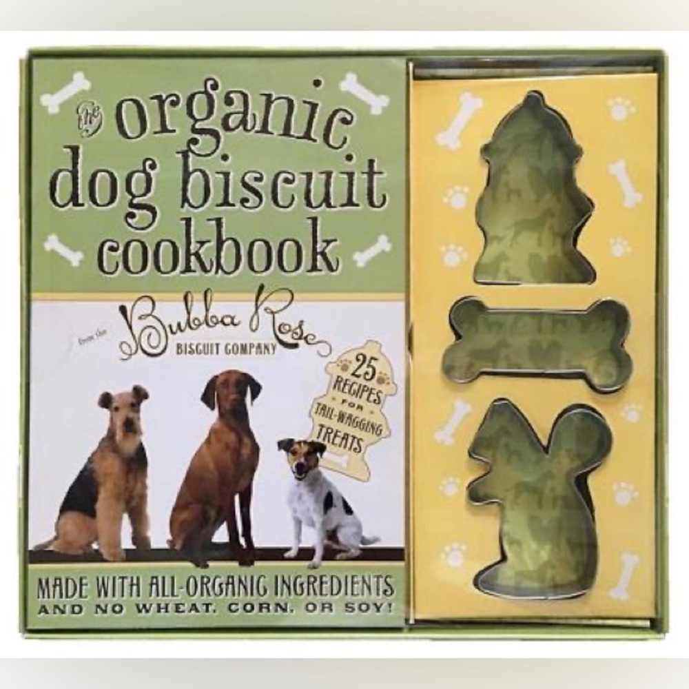 Bubba Rose Organic Dog Biscuit Cookbook with Green Cookie Cutters
